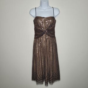 Vintage y2k BCBGMAXAZRIA brown sequins party going out dress size medium
